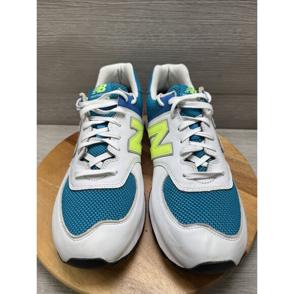 New Balance 574v2 Casual Sneakers, ML574PWB, Wht/Teal/Neon, Mens 13 main image 4